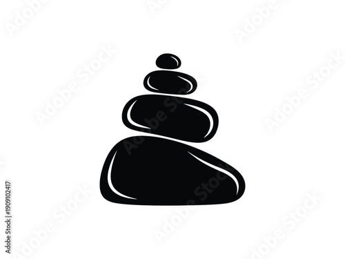 Zen stone stack vector icon, balanced pebbles for spa and wellness