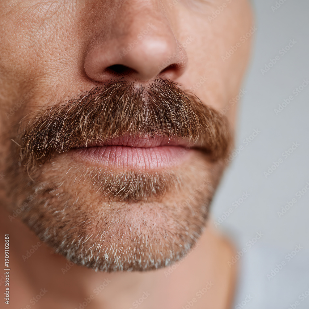 Obraz premium Close-up of mature man's mustache and beard