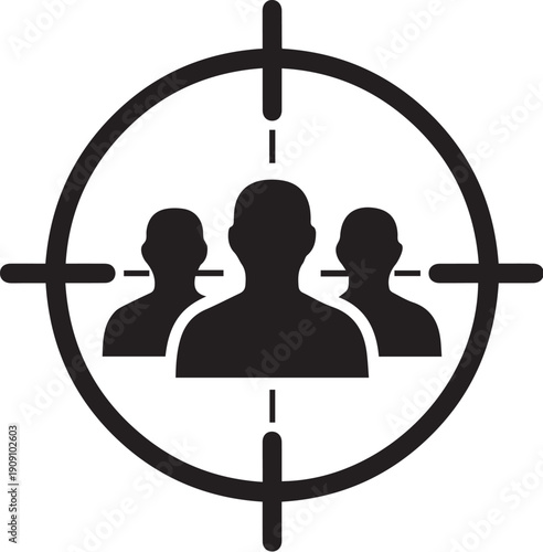 Target goal vector icon with silhouette people in crosshairs seo friendly