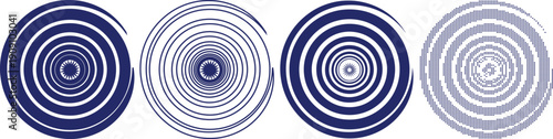 Concentric circle spiral abstract icon vector design. radial round geometric pattern shape rotation