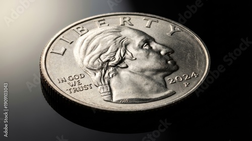 New 2024 US Quarter Dollar Coin Closeup Currency Finance
