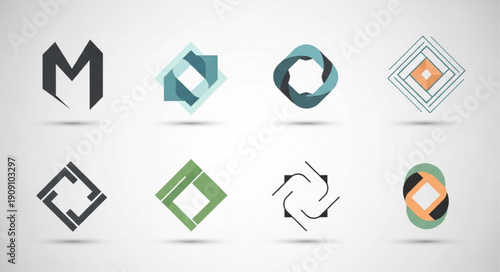 Collection of abstract modern logo designs and icons.