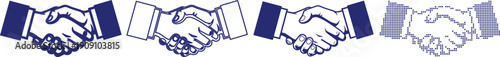 Handshake icon set depicting business partnership agreement and cooperation between two people for professional deal