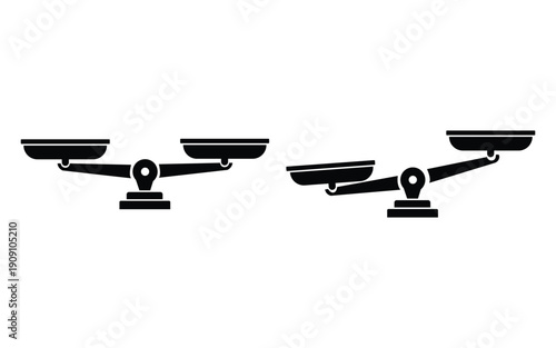 Two weight scales comparison icon showing balanced and unbalanced measurement set