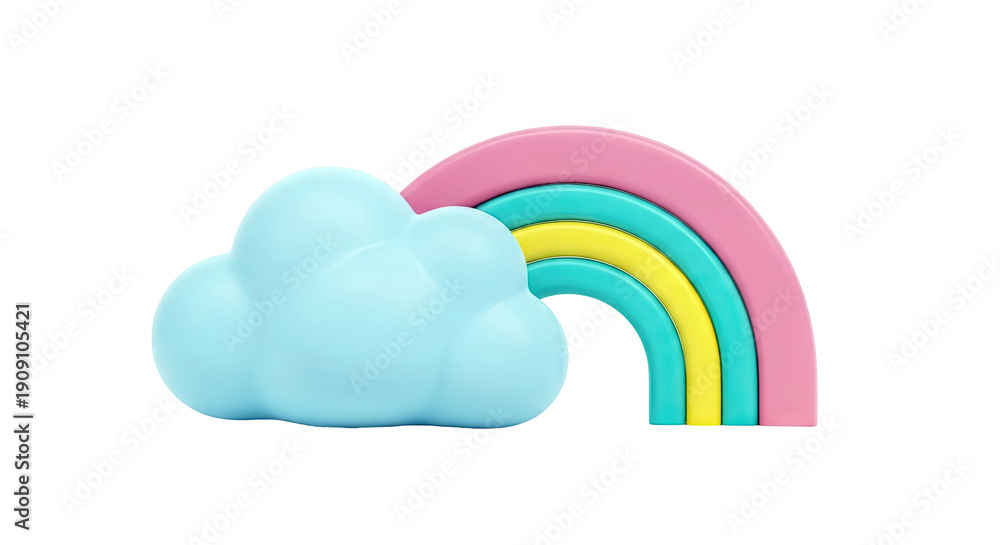 Fototapeta premium Blue Cloud with Pastel Rainbow Arch