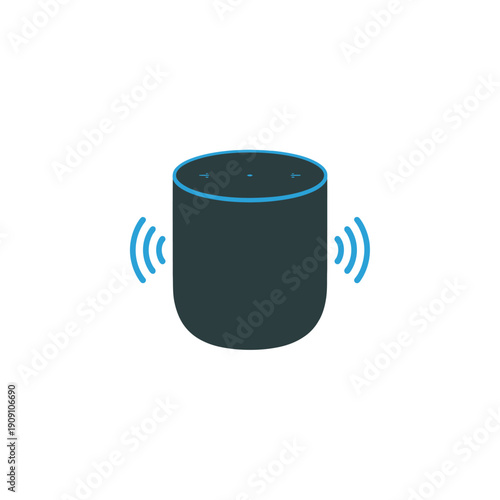 A smart speaker with voice assistant technology on a white background