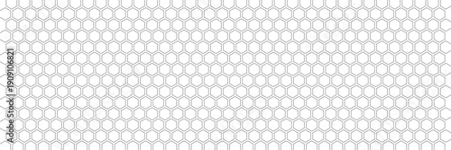 Honeycomb mosaic hexagons background. Black honeycomb on a white background. Plain hexagon grid with bold cells. Hexagon cells. EPS vector illustration