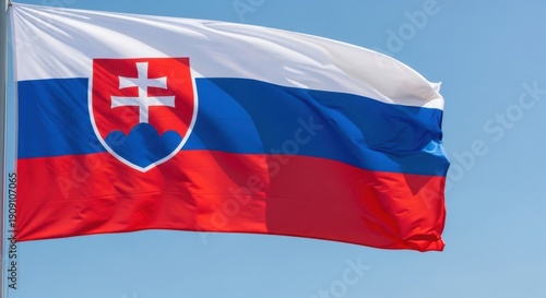 Slovakia Flag Waving in Bright Daylight