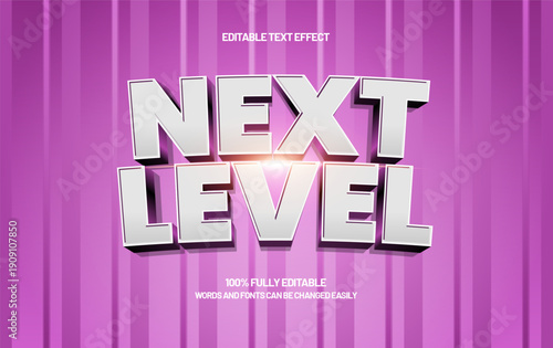 Next Level Editable Text Effect - Arcade Style Bold Typography for Gaming Title Design