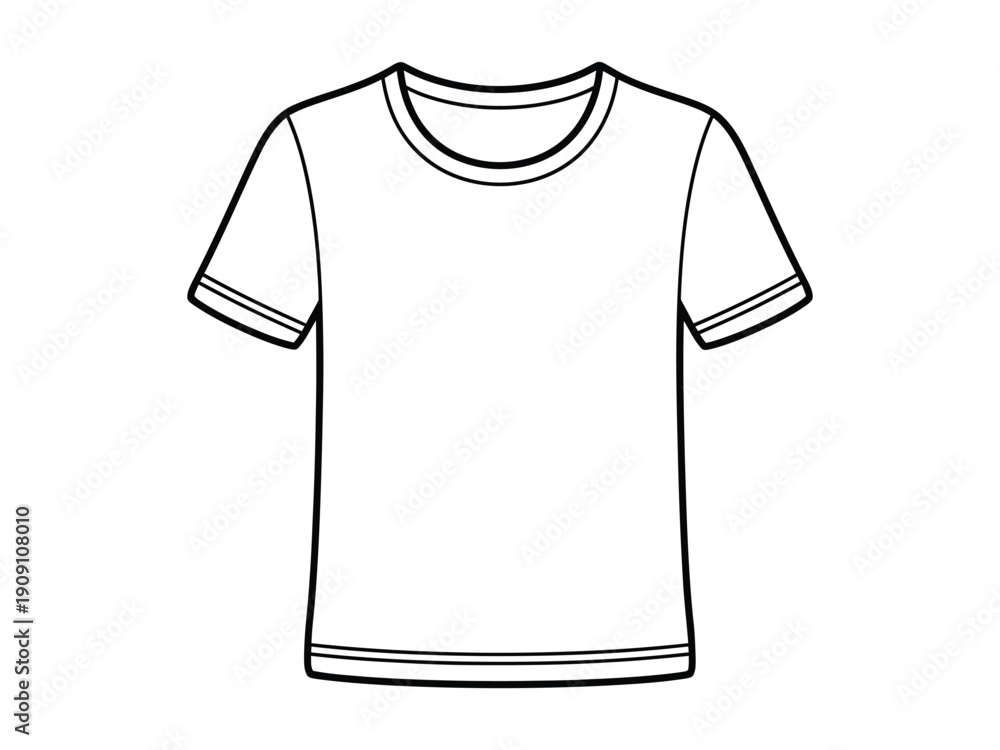 Naklejka premium Plain t-shirt outline, vector illustration for apparel and design