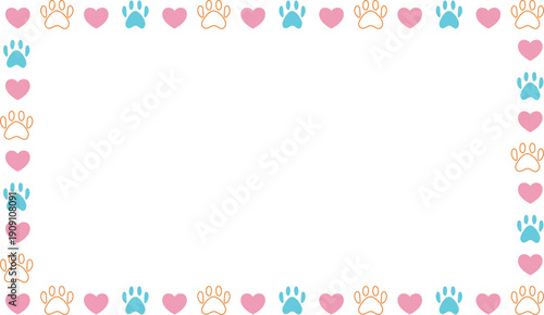 rectangle pet paw heart frame line