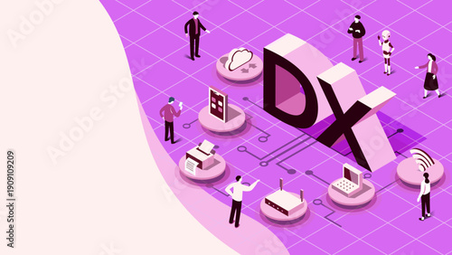 Digital Transformation Concept with DX and Connected Devices – Modern Technology Illustration
