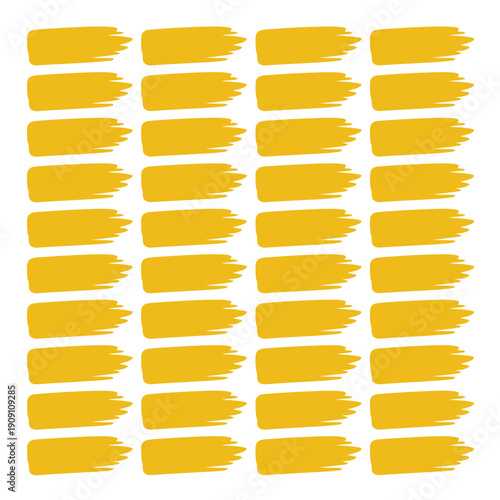 A vibrant yellow brush stroke pattern on a clean white background