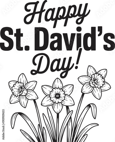 Happy St. David’s Day Greeting – Daffodil Floral Welsh Celebration Design