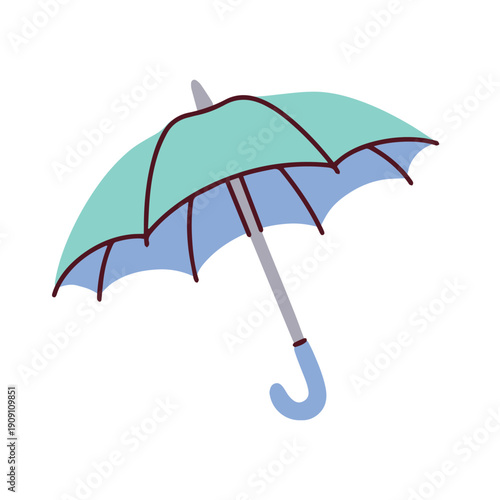 Vibrant blue umbrella opens to create a protective canopy against heavy rain. Cool and refreshing accessory for commuters and students to navigate wet city streets while staying completely dry.