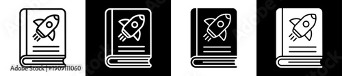 Learning Icon In Flat Version On Black And White Background