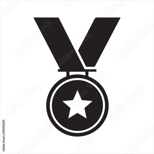 Award Medal Silhouette Vector Illustration