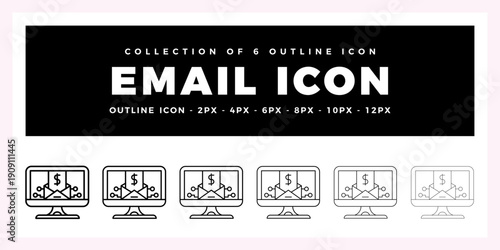 Pack of 6 Outline Vector Email icon