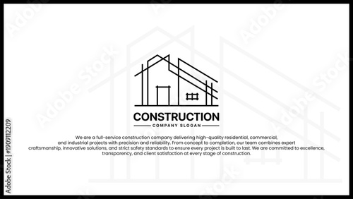 Real Estate Construction Company Logo Design with Modern Building Icon
