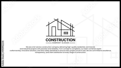Real Estate Construction Company Logo Design with Modern Building Icon