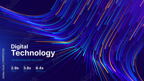 High Speed Light Particles Internet Data Background. Digital Road Fast Speed Internet Broadband Data Flow Concept. Light Arc Turn Twist Bend Effect. Vector Illustration.