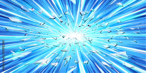 Futuristic abstract blue background with fractal rays and digital light patterns creating a motion burst of energy and technology texture for a high speed space wallpaper illustration