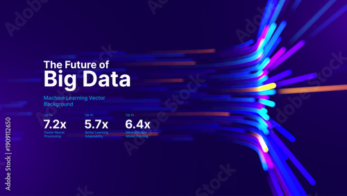 AI Integration in a Digital Ecosystem: Flowing Data Streams and Neural Network Connections Across a Futuristic Analytics Landscape. Vector Illustration.