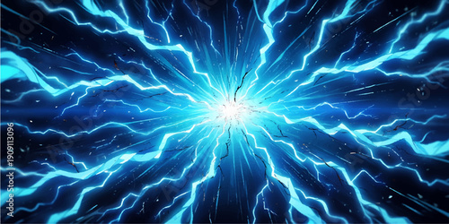 Seamless abstract blue liquid texture featuring glowing electric lightning sparks and flowing plasma energy waves in a motion design illustration