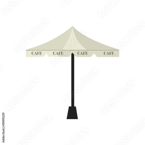 Flat Style Outdoor Cafe Umbrella with CAFE Text. Gazebo cafe. Outdoor umbrella. 