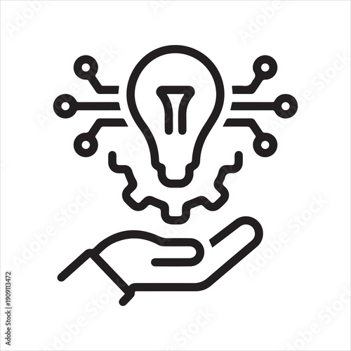 Black line icon for technology adoption