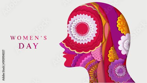 Vibrant floral woman silhouette for International Women's Day