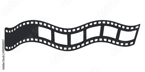 Wavy 35mm Movie Film Strip Cinema Silhouette Icon