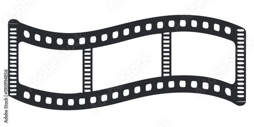 Wavy 35mm Movie Film Strip and Negative Frame Silhouette