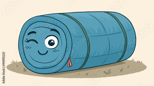 Cute cartoon barrel with smiling face on ground