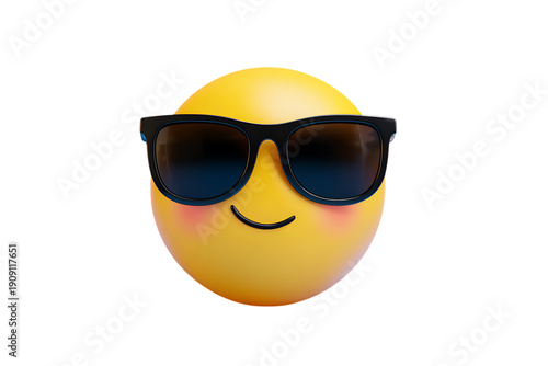 Emoji with sunglasses, cool and happy character