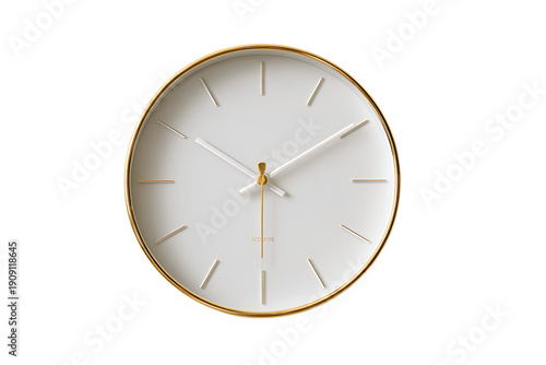 Gold and white minimalist clock on black background