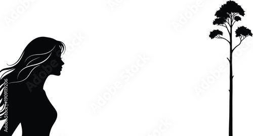 Woman Looking at Tree Silhouette