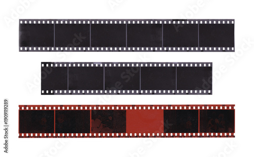 Tableau sur toile Blank Film Strip Frames Set with Negative and Red Slide Isolated