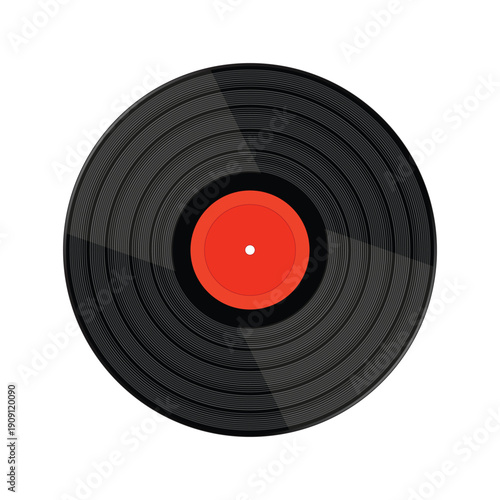 Realistic Vinyl Record Vector Illustration Isolated on White Background