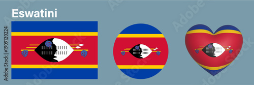 Photos set Eswatini flag icon vector illustration