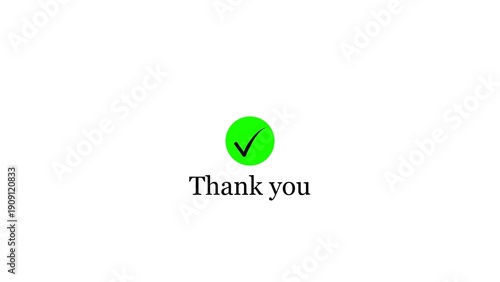 Thank You Message with Blue Checkmark Icon on White Background.