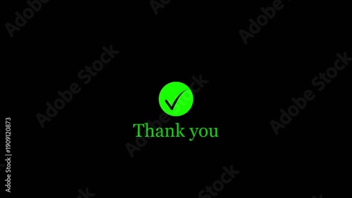 Thank You Message with Blue Checkmark Icon on White Background.