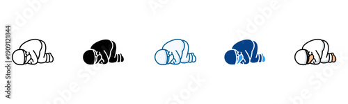 Prostration Icon Set Multiple Style Collection