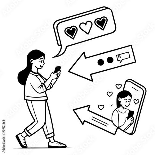A woman and a man exchanging likes on social media