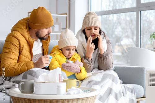 Frozen family in winter clo...