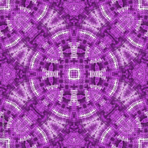 Lilac background with abstract pattern of numbers and shapes
