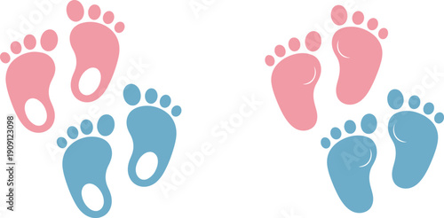 Baby feet in pink and blue infant