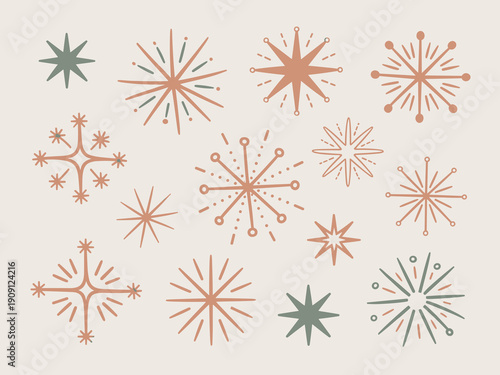 Mid century modern starbursts and star shapes mid century modern retro design elements atomic age style mid century graphic ornaments for retro decor vintage celebration background abstract festive pa