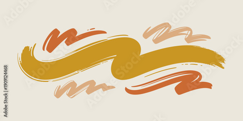 Abstract brush stroke shapes in warm earth tones modern minimalist background design for graphic resources and creative projects with organic texture and fluid motion in ochre terracotta and beige col