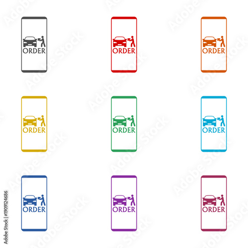 Phone order icon isolated on white background. Set icons colorful